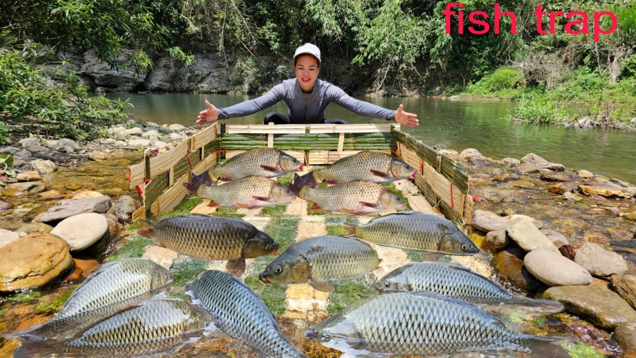 Ana shares about the process of making a fish trap in a natural stream_catching nearly 50kg of fish.