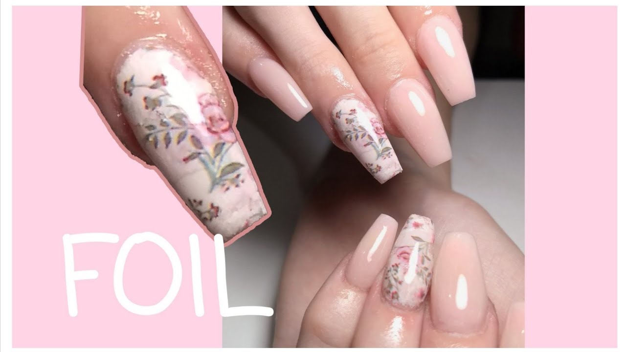 Uñas acrílicas con FOIL / Uñas Rosadas