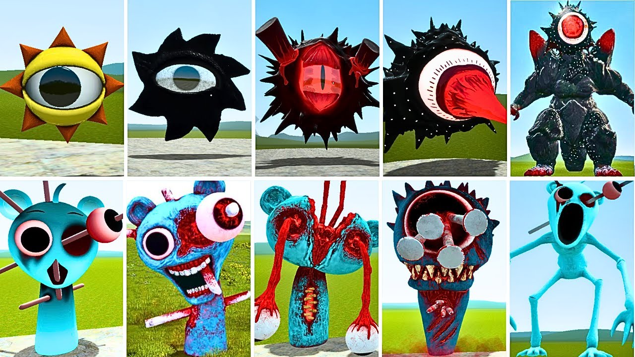 Sprunki Mod God Sprunki Battle Royale SPRUNKI MR BLACK SUN vs SPRUNKI SKY BLUE in Garry ...
