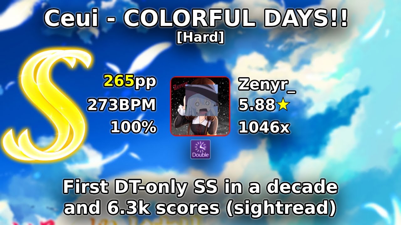 Zenyr_ Ceui - COLORFUL DAYS!! [Hard] +DT SS #26 Global - YouTube