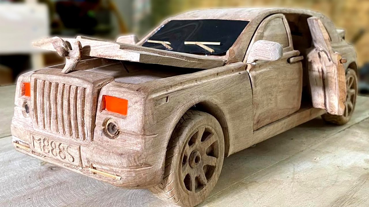 ASMR Wood Carving Art - Making Rolls Royce Wood Carving - Woodworking