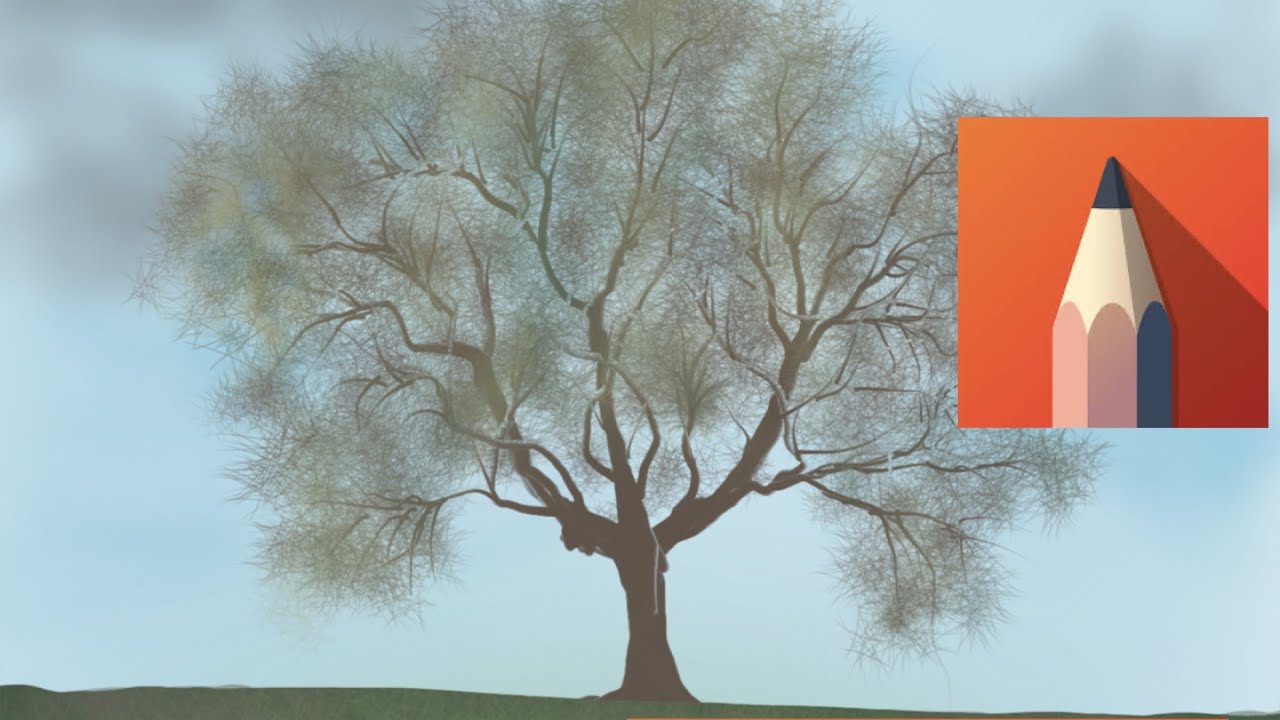 How to draw a tree autodesk sketchbook - YouTube
