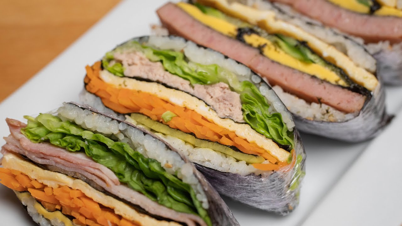 Le Kimbap le plus facile à faire à la maison (사각김밥) - Sandwich Kimbap - Kimbap plié