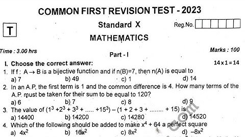 TN 10th std first revision examination Maths question paper 2023|English medium