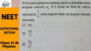 A hot solid sphere is rotating about a diameter at an angular velocity wo . If it cool so that its