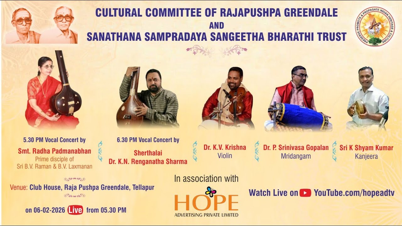 Cultural committee of Rajapushpa Greendale & SSS Bharathi trust Present "Guruvandanam" on 06-02-2026