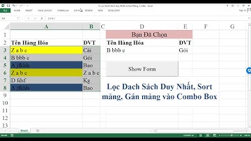 Lọc Mảng Duy Nhất, Sort Mảng và Add mảng vào ComboBox