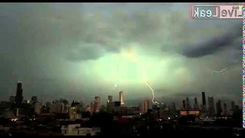 Lightning strikes three of the tallest buildings in Chicago at the same time!