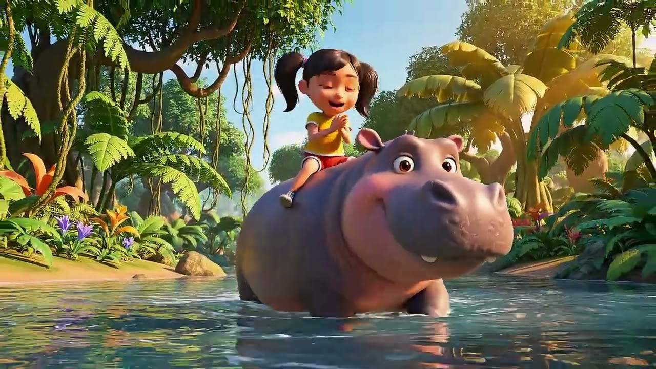 A Happy Kid Riding Jungle Animals | Fun Animal Songs for Kids | 3D Pixar-Style Animation