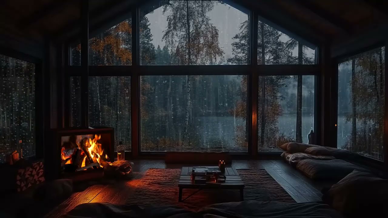 Midnight Rain Sounds on the Window with Strong Thunder for Relax Sleep and Study