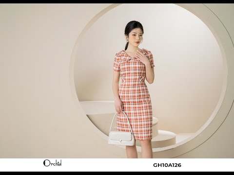 Video Đầm nữ Twillsilk họa tiết kẻ caro phối màu trắng - cam... - youtube
