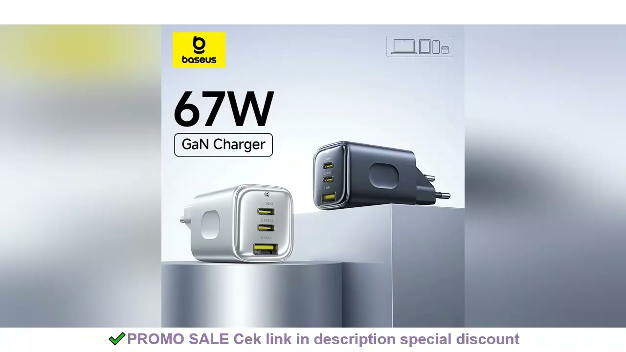 Baseus 67W GaN Charger Mini USB C Fast Charger Quick Charging Phone Charger For iPhone 17 16 Portabl