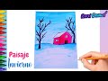 Dibuja un PAISAJE DE INVIERNO con Acuarela ❄️???? Dibujos fáciles