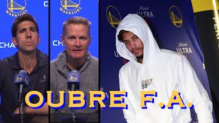 ? Myers: Oubre “did make clear he’d like to be here”; Kerr: “Klay’s gonna start when he comes back”