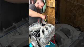 Installing my new Holley LS carburetor intake manifold #mechanic #engine #automotive