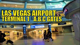 👟✈Walking LAS VEGAS AIRPORT, Terminal 1 & A,B,C Gates