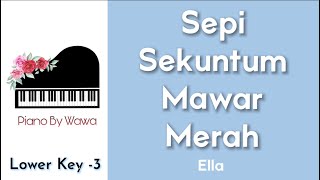 Sepi Sekuntum Mawar Merah - Ella (Piano Karaoke Lower Key -3)