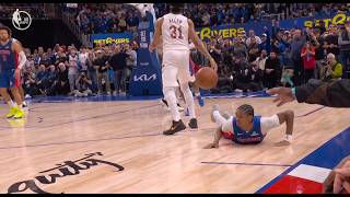 Ausar Thompson with the game-saving block on Donovan Mitchell gets tripped, but no foul - OVERTIME