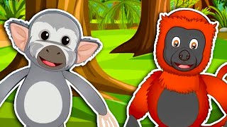 5 little monkeys song jungle animal sound songs kids learning videos