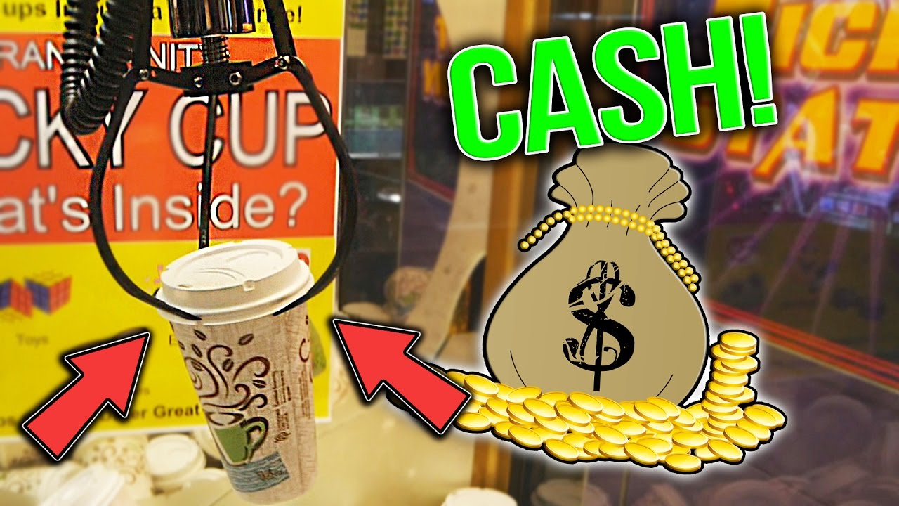Winning CASH On The Lucky Cup Claw Machine! Skill Crane Wins YouTube