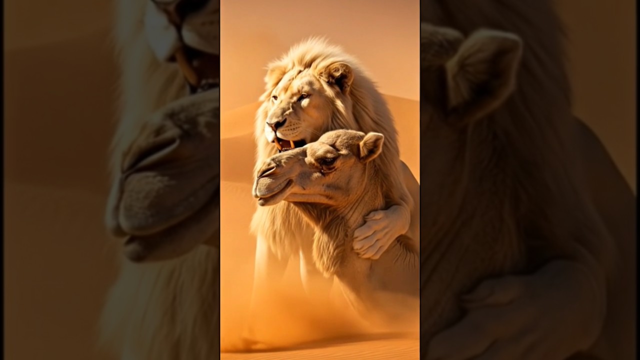 AI-Generated Epic: White Lion Rescues Injured Camel from Deadly Sandstorm 🦁🐪🌪️