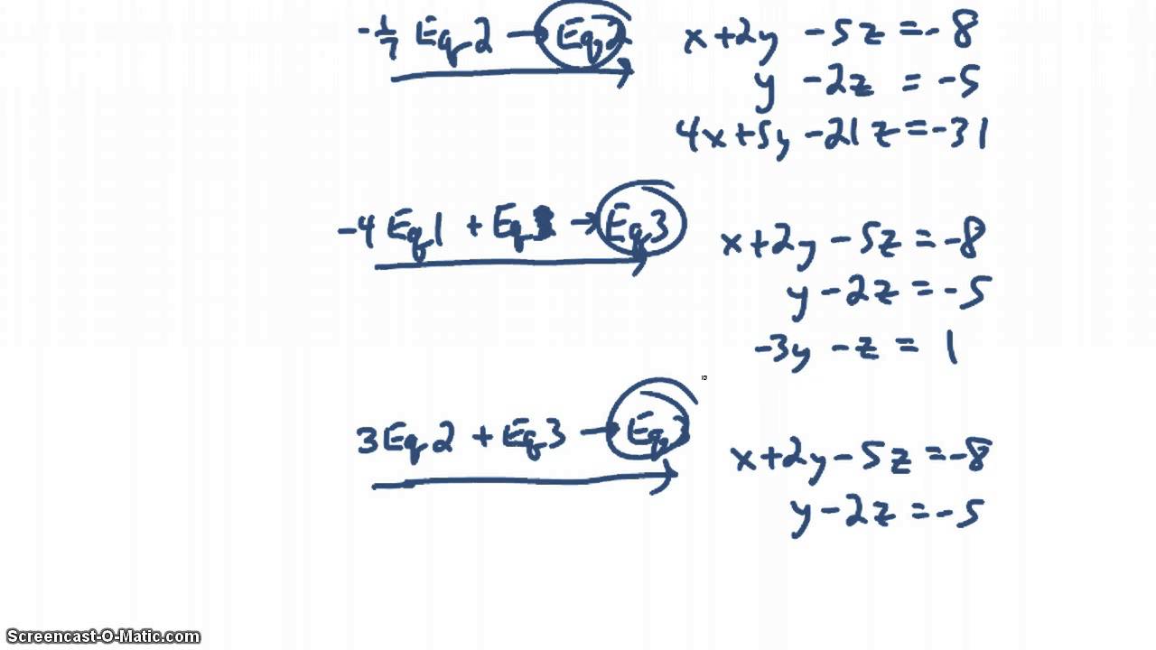 Solving a 3 by 3 System of Equations - YouTube