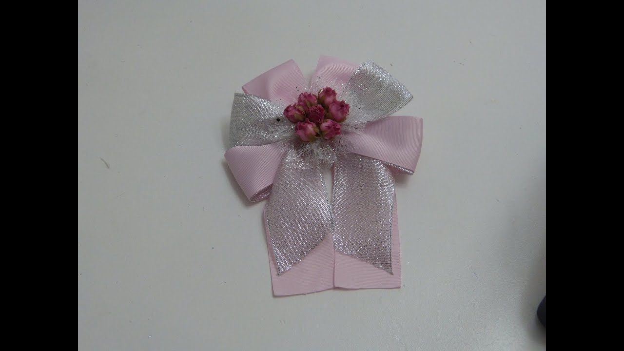 Como hacer un moño doble de listón, How To Make A Hair Bow