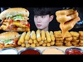 햄버거 치즈스틱 치킨너겟 먹방ASMR MUKBANG TRIPLE CHEESEBURGER & CHICKEN NUGGET &CHEESE STICK ハンバーガー eating sounds