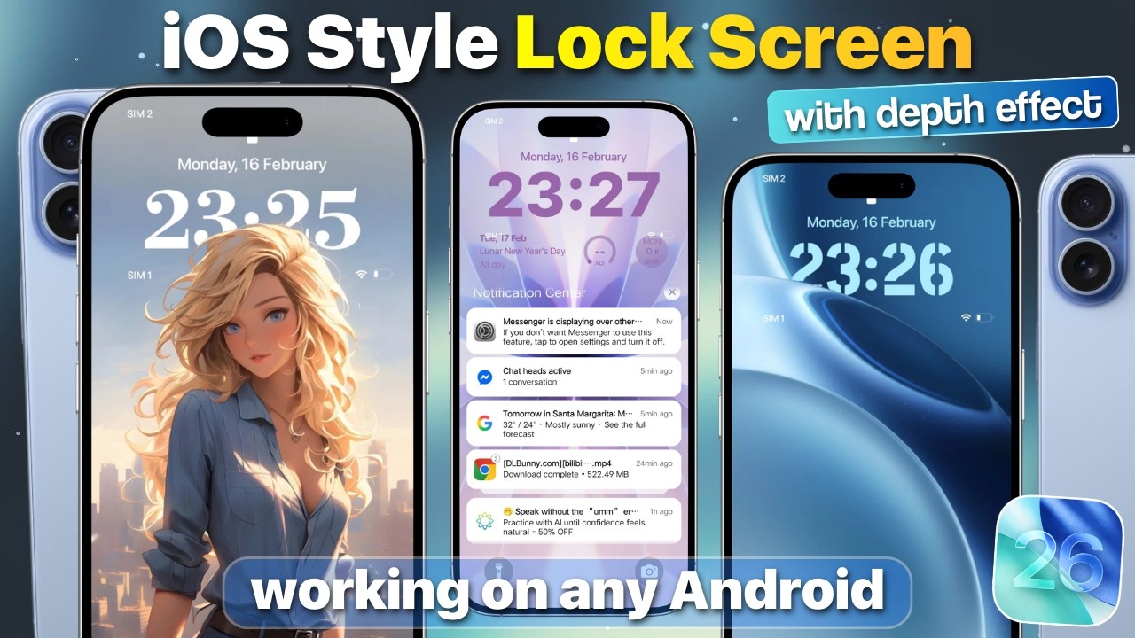 iOS 26 Lock Screen with working Depth Effect on Android - YouTube
