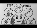 International day against drug abuse drawing  how to draw stop drug drawing  say no to drug poster