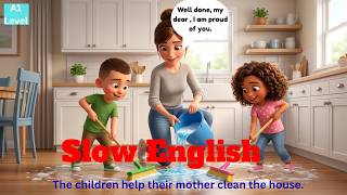 The Kids Helped Their Mom Clean The House | Easy English Listening Practice Story (A1-A2 Level)
