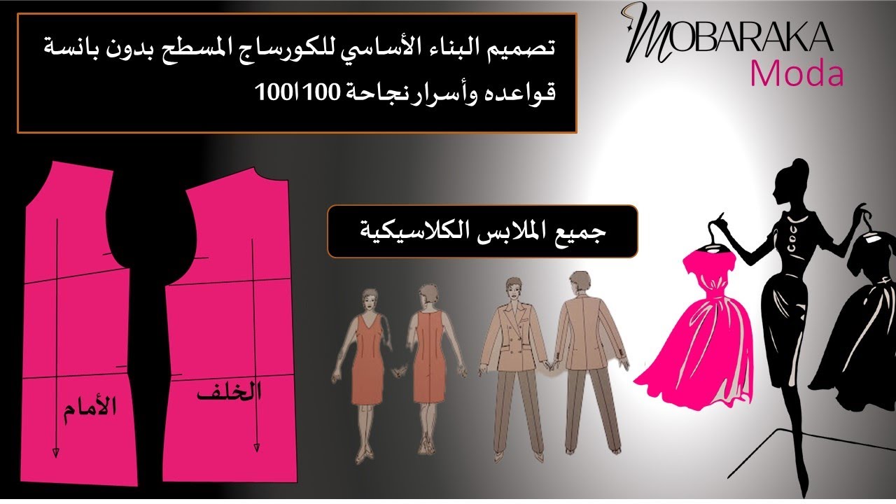 تصميم الباترون الأساسي المسطح بدون  بانس الدرس 21