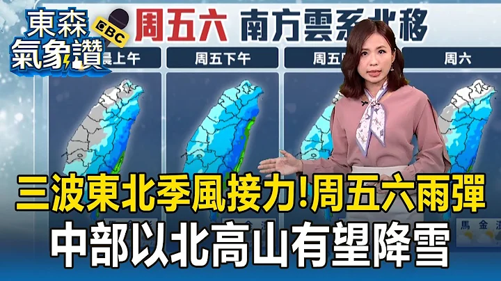 三波東北季風接力＋周五六雨彈！中部以北高山有望降雪【東森氣象讚】