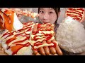 ASMR Sausages Fried Eggs Kimchi Yam【Mukbang/ Eating Sounds】【English subtitles】
