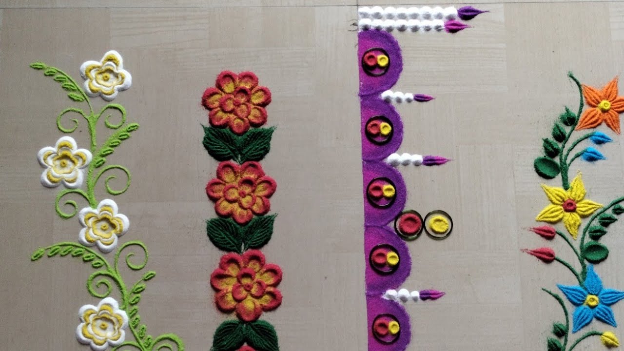 Beautiful border rangoli designs 🌼🌿 for 🪔