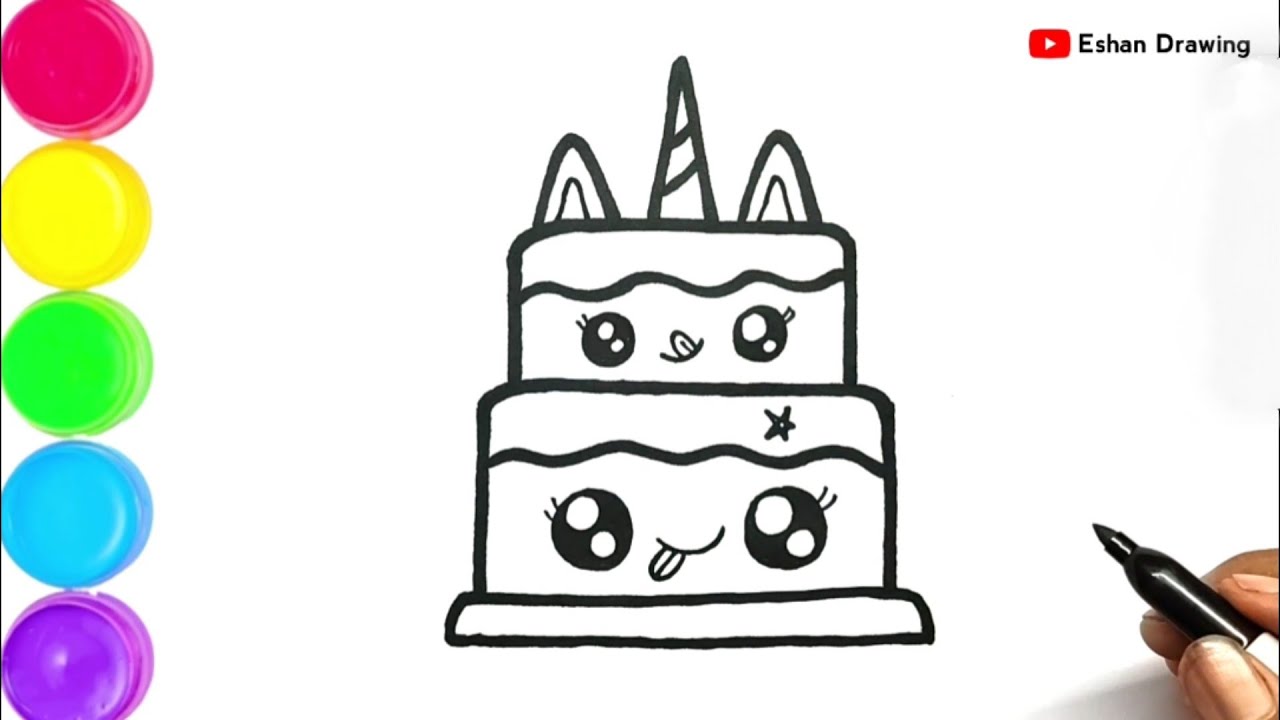 How to draw a Cute cake 🎂 stepbystep tutorial so easy cake drawing