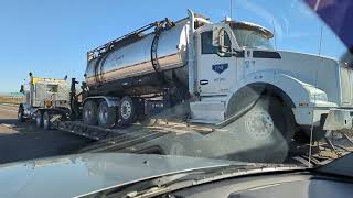 Highway Haulers -- FNF Construction Kenworth T800W Hauling KW T880 Asphalt Oiler -- February 8, 2023