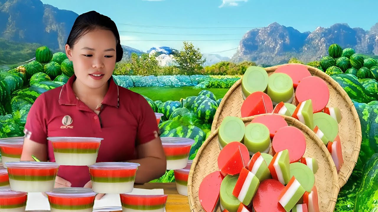 Harvesting Watermelon to Sell at the Market - Make Rainbow Watermelon Jelly | Trieu Mai Huong