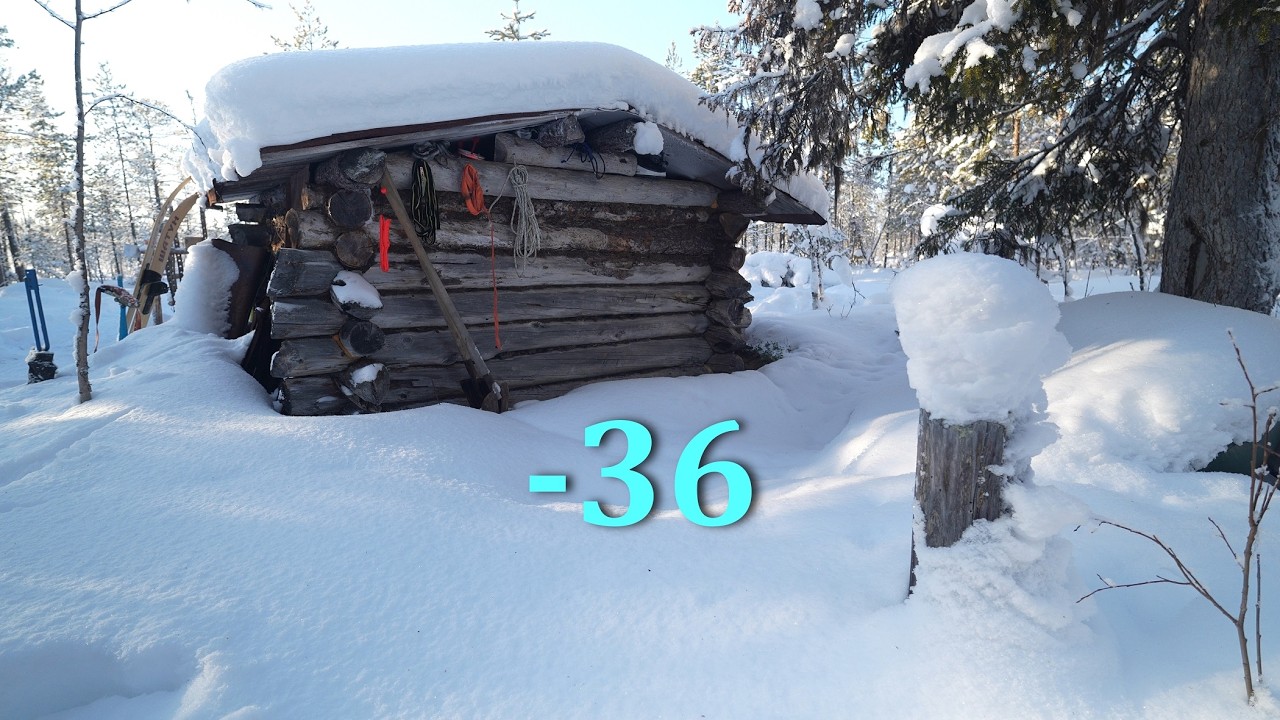 Сильные морозы. Живу в старой избе. Рыбалка и быт в тайге.