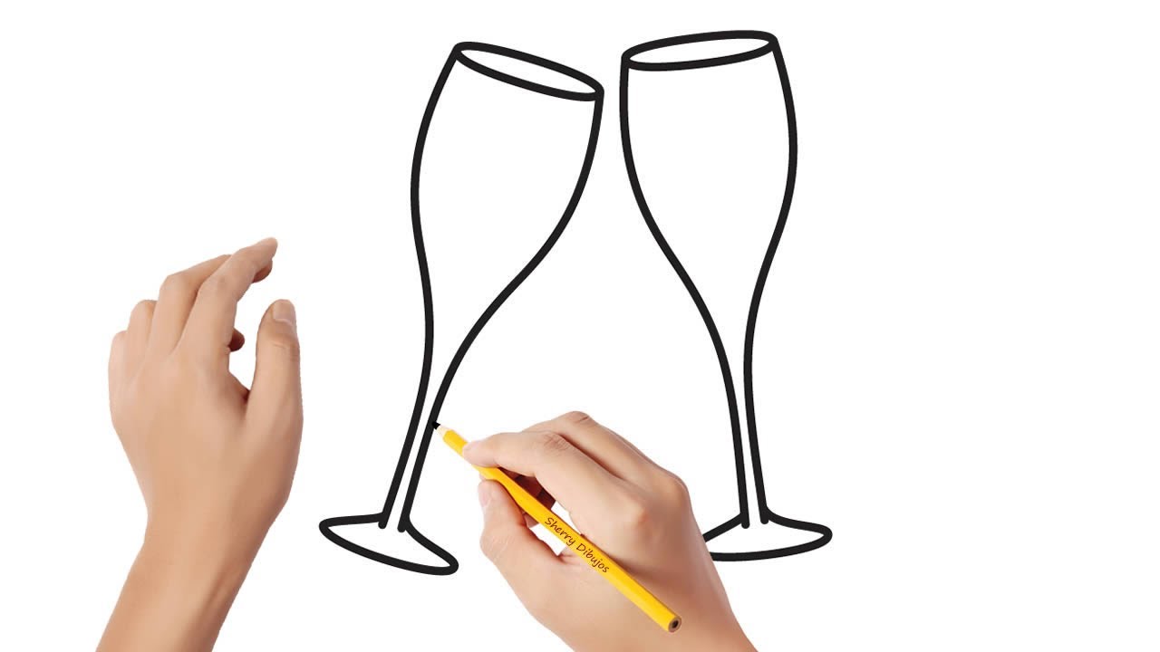 Cómo dibujar copas de champán | Dibujos sencillos - thptnganamst.edu.vn