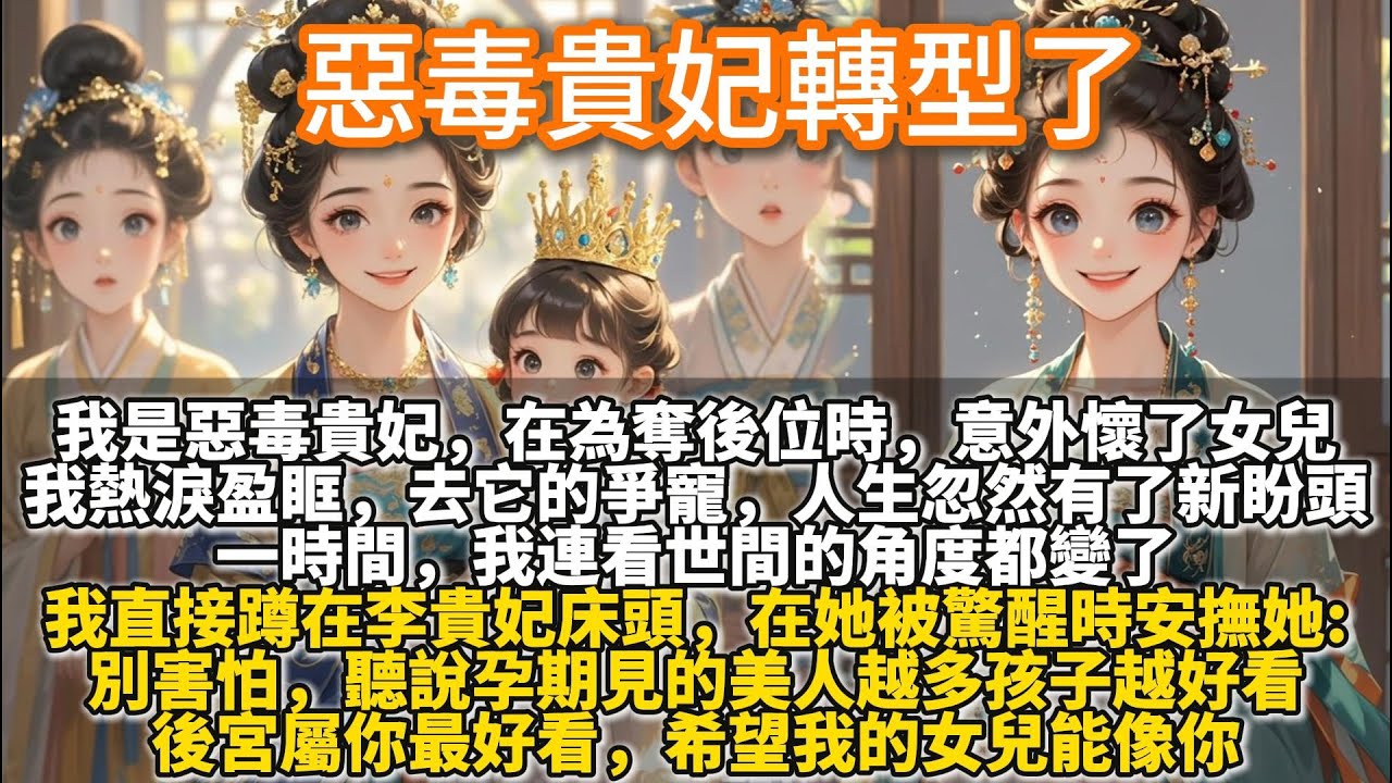 完結大女主權謀文：惡毒貴妃轉型了。我是惡毒貴妃，正處在為奪後位殺紅了眼的關鍵時候，意外懷了個女兒。我熱淚盈眶，去它的爭寵吧。忽然覺得人生有了新盼頭。一時間，我連看世間的角度都變了。