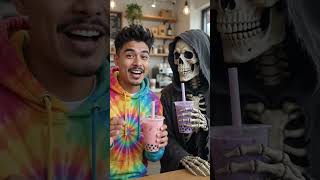#dreamtrackai Cinematic 4K vlog-style close-up of a person in a rainbow tie-dye hoodie and a reali