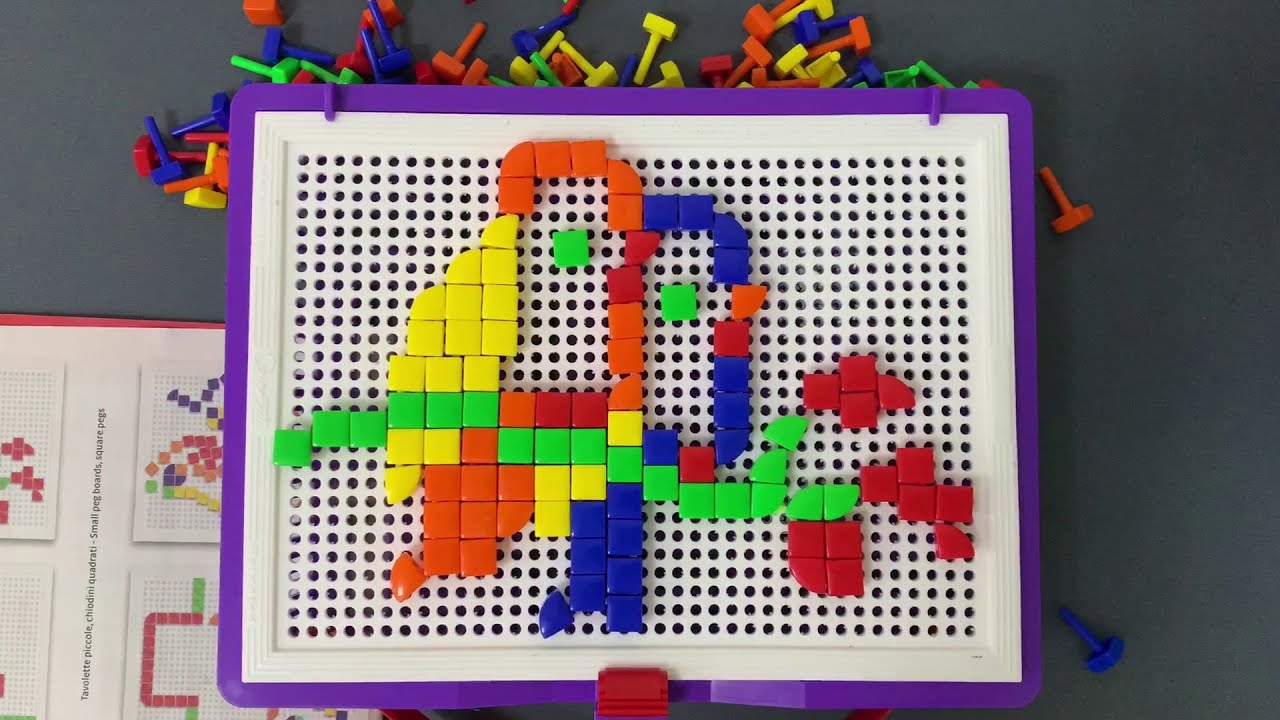 Мозаика "Яркая фантазия" Мини фишки (100 шт) Quercetti. FANTACOLOR Portable square and triangular.