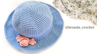 كروشيه طاقيه صيفي سهله ولأي مقاس crochet summer hat (English subtitles)