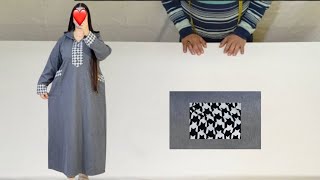 طريقة تفصيل وخياطة جلابة بالباندة موديل جديد لعاشقات الأناقة مشروع مربح dress cutting and stitching