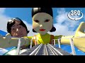 🔴VR 360° Can you survive the new Squid Game red light green light wooden  Roller Coaster