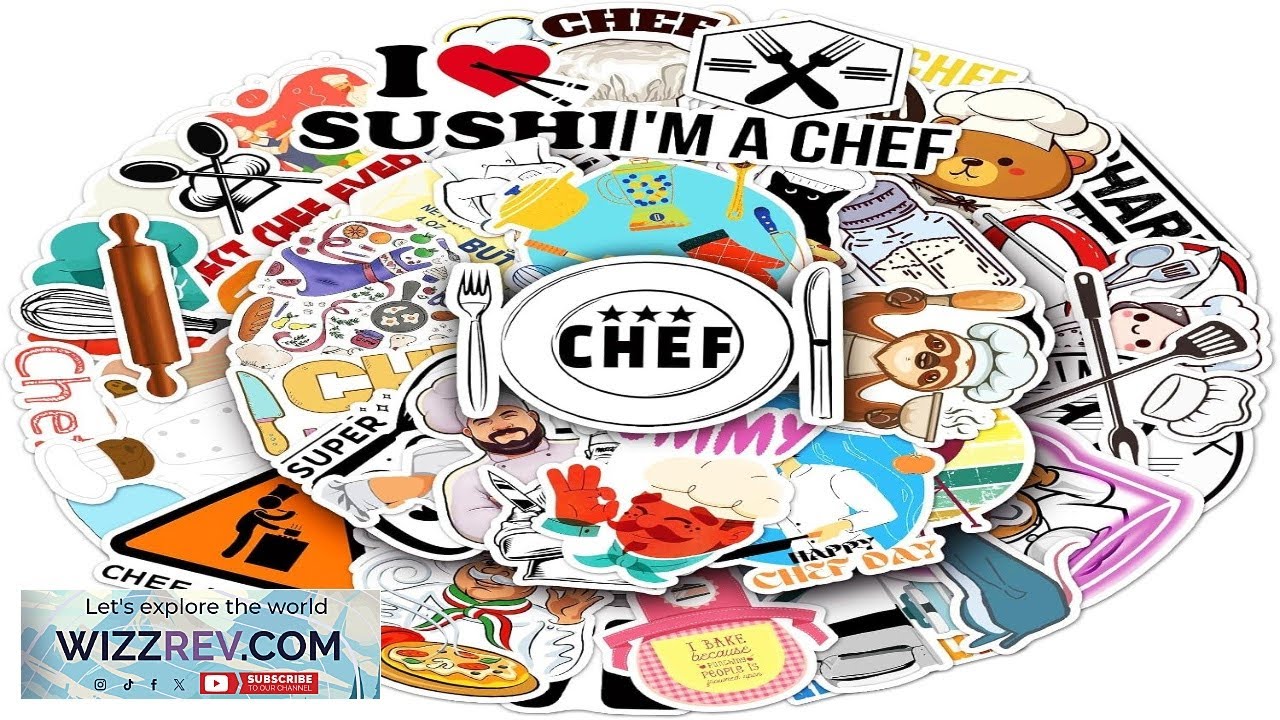 50 PCS Chef Theme Stickers Pack Waterproof Vinyl Decals - YouTube