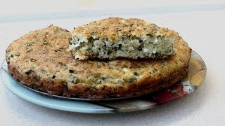 Заливной пирог с зеленым луком и творогом Заливной пирог с зеленым луком и творогом
