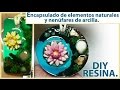 ENCAPSULADO DE ELEMENTOS NATURALES Y FLORES DE ARCILLA POLIMÉRICA O PORCELANA FRÍA. RESINA EPOXI.