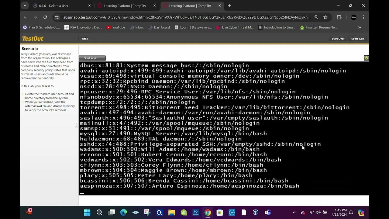 6 7 6 delete a user testout youtube